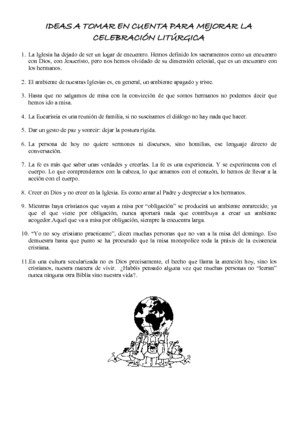 Ideas a tomar en cuenta para mejorar la celebración litúrgica